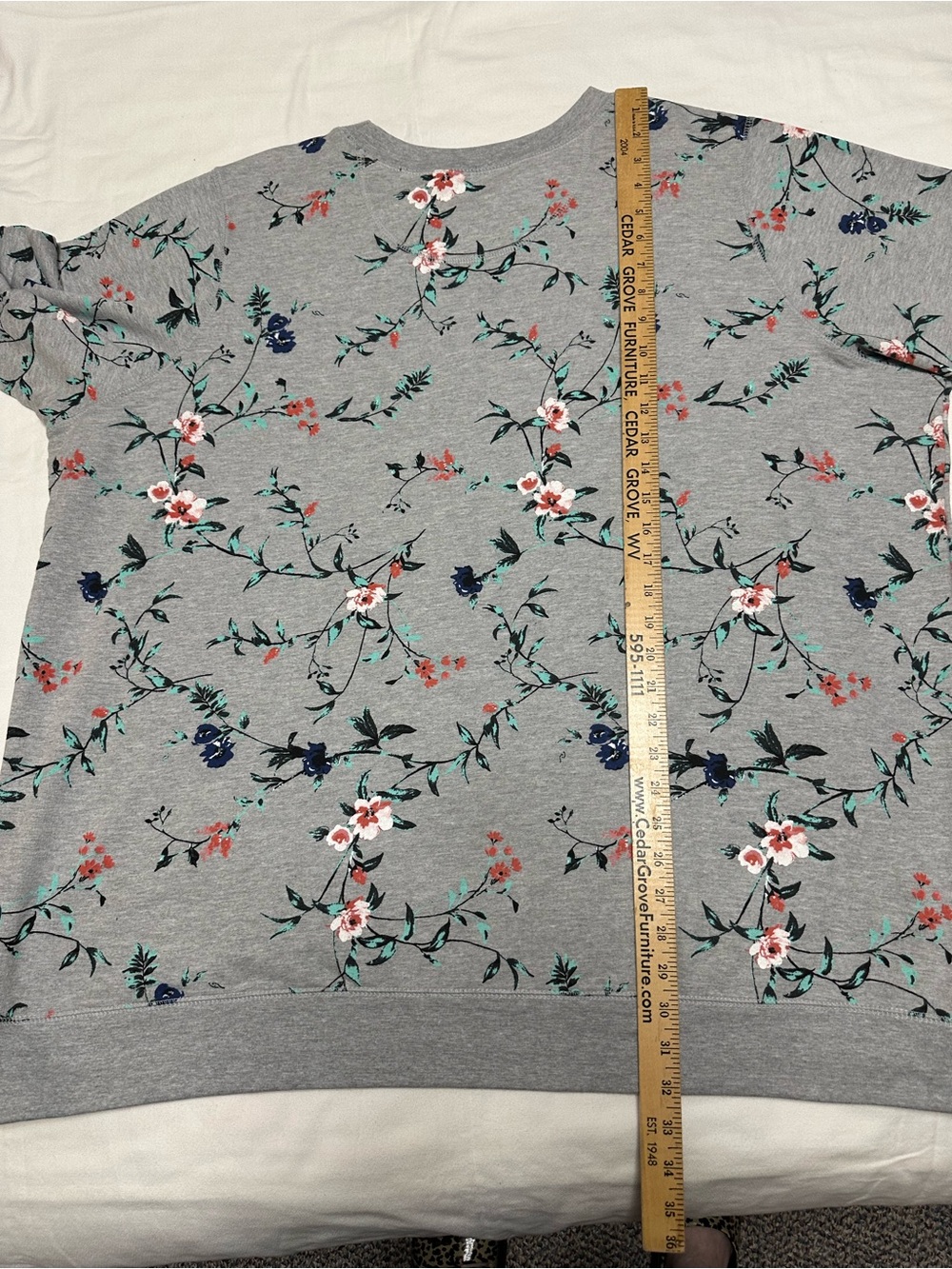 Woman Within Grey Floral Crewneck Sweatshirt - 2X - Picture 3 of 4